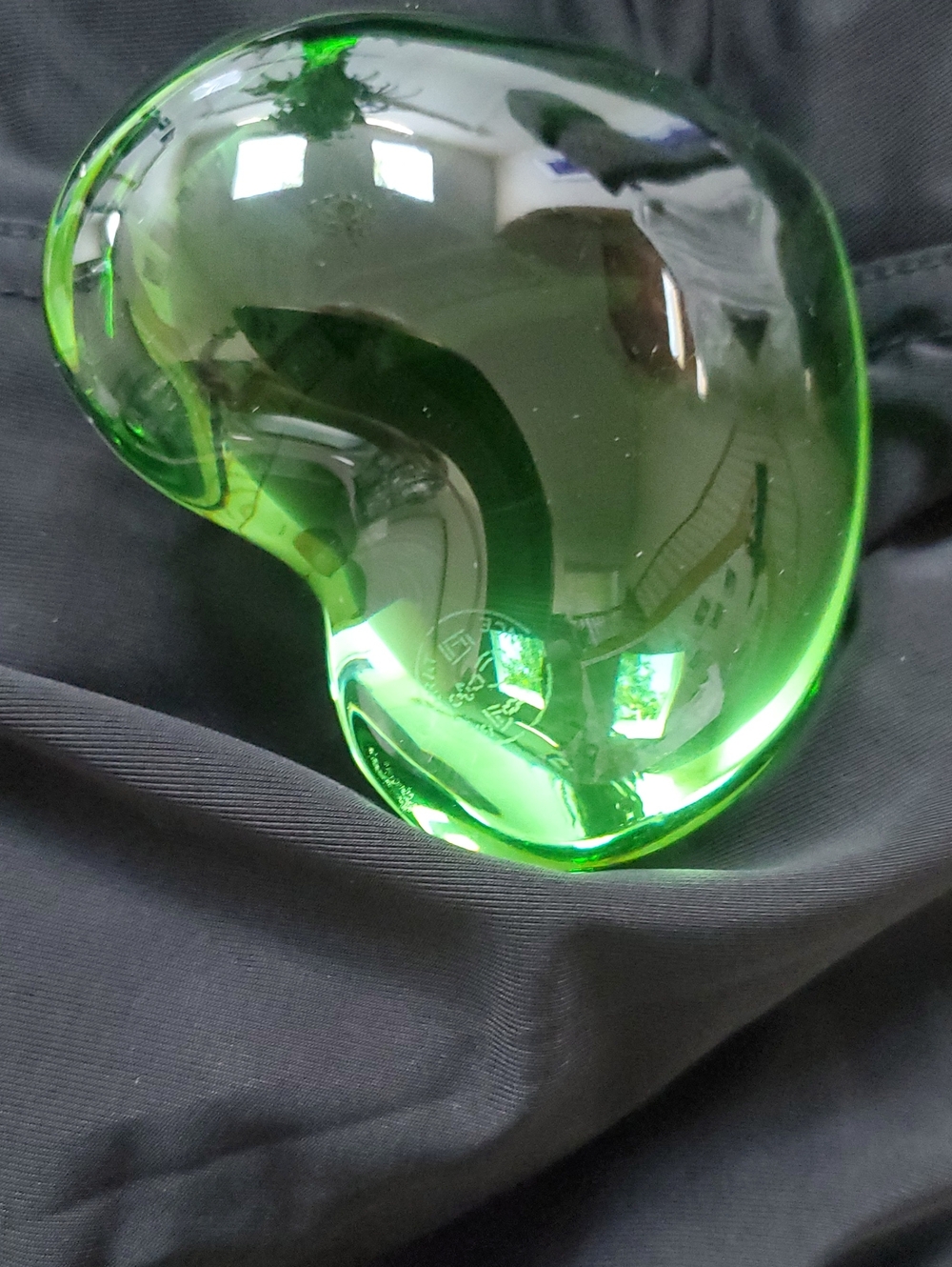 Genuine Baccarat Green Heart Paper Weight Signed